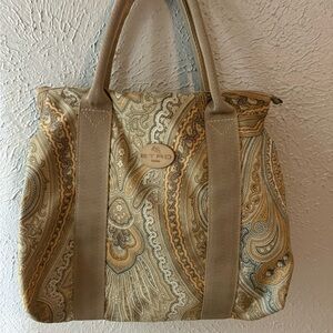 Etro Beige and Gold Paisley Tote